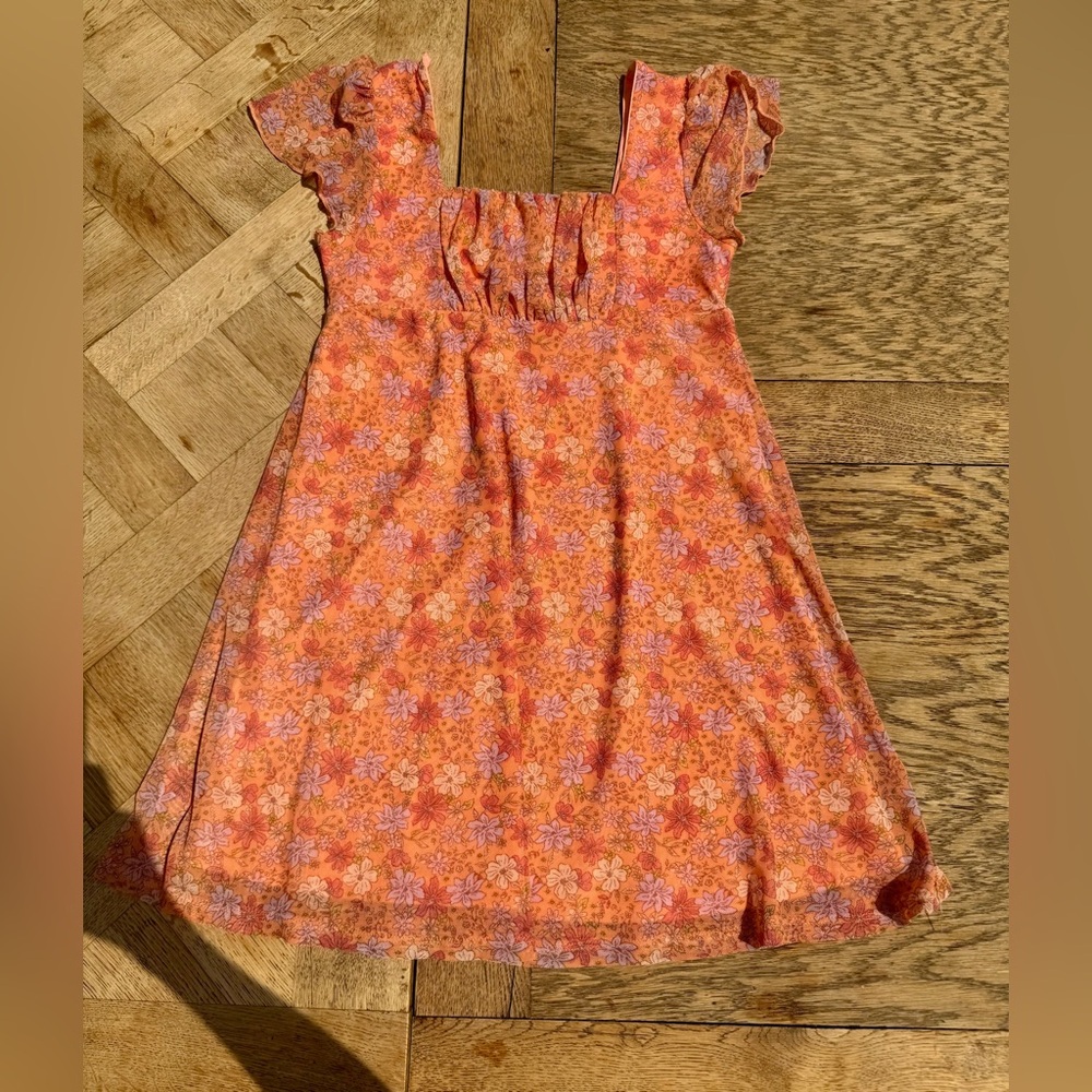 Floral Orange Kids Dress